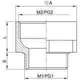 Dimension drawing — Adapter, DA, DA...M/M type