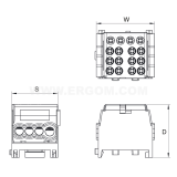 Dimension drawing — Compact distribution blocks, BRC2 type  1000V