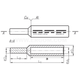 Dimension drawing — Aluminium-copper pin terminals, BMAN type