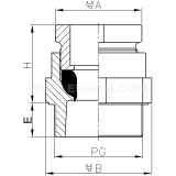 Dimension drawing — Insulating gland, DP type