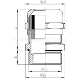 Dimension drawing — Brass gland, MDW...HL type