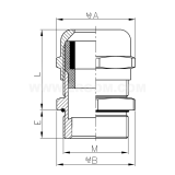 Dimension drawing — Brass gland, MDW...HML type