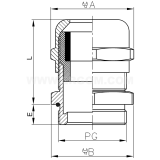 Dimension drawing — Brass gland, MDW...H type