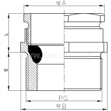 Dimension drawing — Brass gland, MDW...L type