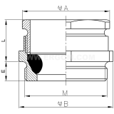 Dimension drawing — Brass gland, MDW...M type