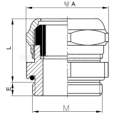 Dimension drawing — Brass gland, MDW...NM type