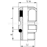 Dimension drawing — Brass gland, MINI MDWM type