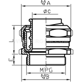 Dimension drawing — Brass fitting, MWO, MWO...M type