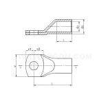 Dimension drawing — Tubular cable lugs for compacted wires, CKOR type