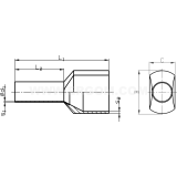 Dimension drawing — Insulated cord end terminals, HI 2X type