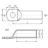 Dimension drawing — Aluminium thin-walled tubular cable lugs, 2KAm type
