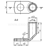 Dimension drawing — Tubular angle cable lugs, K90D type