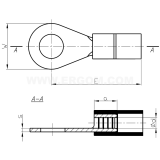 Dimension drawing — Insulated ring terminals, KOI...PCV type