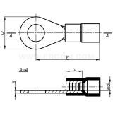 Dimension drawing — Insulated ring terminals, KOI...PC type