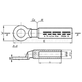 Dimension drawing — Aluminium-copper longitudinally sealed tubular cable lugs, KCA type