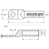 Dimension drawing — Aluminium-copper longitudinally sealed tubular cable lugs, TMA type