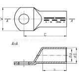Dimension drawing — Tubular cable lugs, KDM type