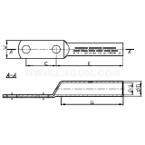 Dimension drawing — Tubular cable lugs for 2 bolts, KDA...2X type