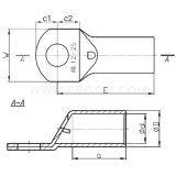 Dimension drawing — Tubular ring cable lugs with inspection hole, KORo type