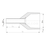Dimension drawing — Insulated cord end terminals with thicker insulation, HIG type