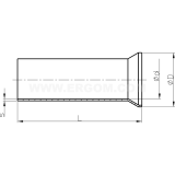 Dimension drawing — Uninsulated cord end terminals, H...ERHN type