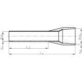 Dimension drawing — Insulated cord end terminals, HI...ERHL type