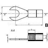 Dimension drawing — Końcówki kablowe widełkowe izolowane typu KWI...PCV