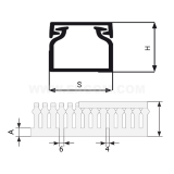 Dimension drawing — Self-adhesive slotted trunking, KOPDS type