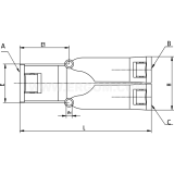 Dimension drawing — Straight T-connection, LTP IP66 type