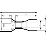 Dimension drawing — Fully insulated female push-on connectors in heat-shrink insulation, NCIT type