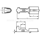 Dimension drawing — Female push-on connectors with elastic protection, NZJ...NC type