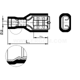 Dimension drawing — Fully insulated piggyback female push-on connectors, NWCI type