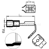Dimension drawing — Insulated piggyback female push-on connectors, NWI...BPCV type