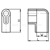 Dimension drawing — Insulating cover for angular female push-on connectors, ONKZ...PCV type