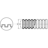 Dimension drawing — Standard corrugated protective conduit made of polyamide, WTE type