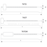 Dimension drawing — Marker ties, TKTO,TKOT and TKTOW type