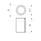 Dimension drawing — Spacer sleeve, HP 2 type