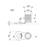 Dimension drawing — Angle ring terminals, K90O type
