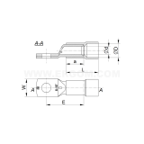 Dimension drawing — Insulated tubular ring cable lugs with inspection hole, KORol type