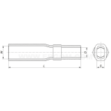 Dimension drawing — Insulating cover for straight female push-on connectors, ON…PCV type