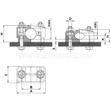 Dimension drawing — Cable fixing clamps, UKR type