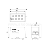 Dimension drawing — Compact distribution blocks, BRC type  690V