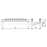 Dimension drawing — Brass protective ground terminals, MZO-TSE 2x 8x4/4x10