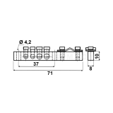 Dimension drawing — Brass protective ground terminals, MZO 2x10/2x16/35 type, mounted directly to the base