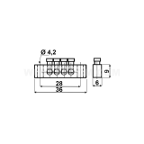 Dimension drawing — Brass protective ground terminals, MZO 4x4 type, mounted directly to the base