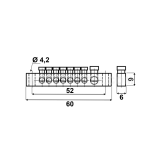 Dimension drawing — Brass protective ground terminals, MZO 7x4/16 type, mounted directly to the base