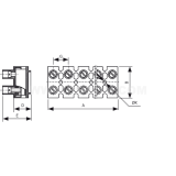 Dimension drawing — 12-circuit screw connectors for 16 mm² wires, TLZ 12