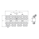 Dimension drawing — 4- and 5-circuit screw connectors for 6÷95 mm² wires