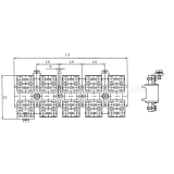 Dimension drawing — 4- and 5-circuit screw connectors for 6÷95 mm² wires