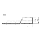 Dimension drawing — Tubular cable lugs for 2 bolts, KDM...2X type